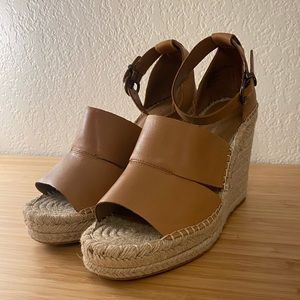 Leather Espadrille Wedge Heels